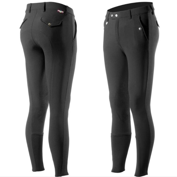HORZE Horse Black Grand Prix Men's Knee Patch Breeches Classic Horse Riding W32 - Picture 1 of 7